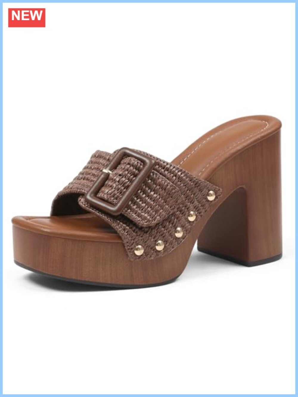 Platform Chunky Heel Sandals Open Toe Block Heel Slip On Mules Dressy